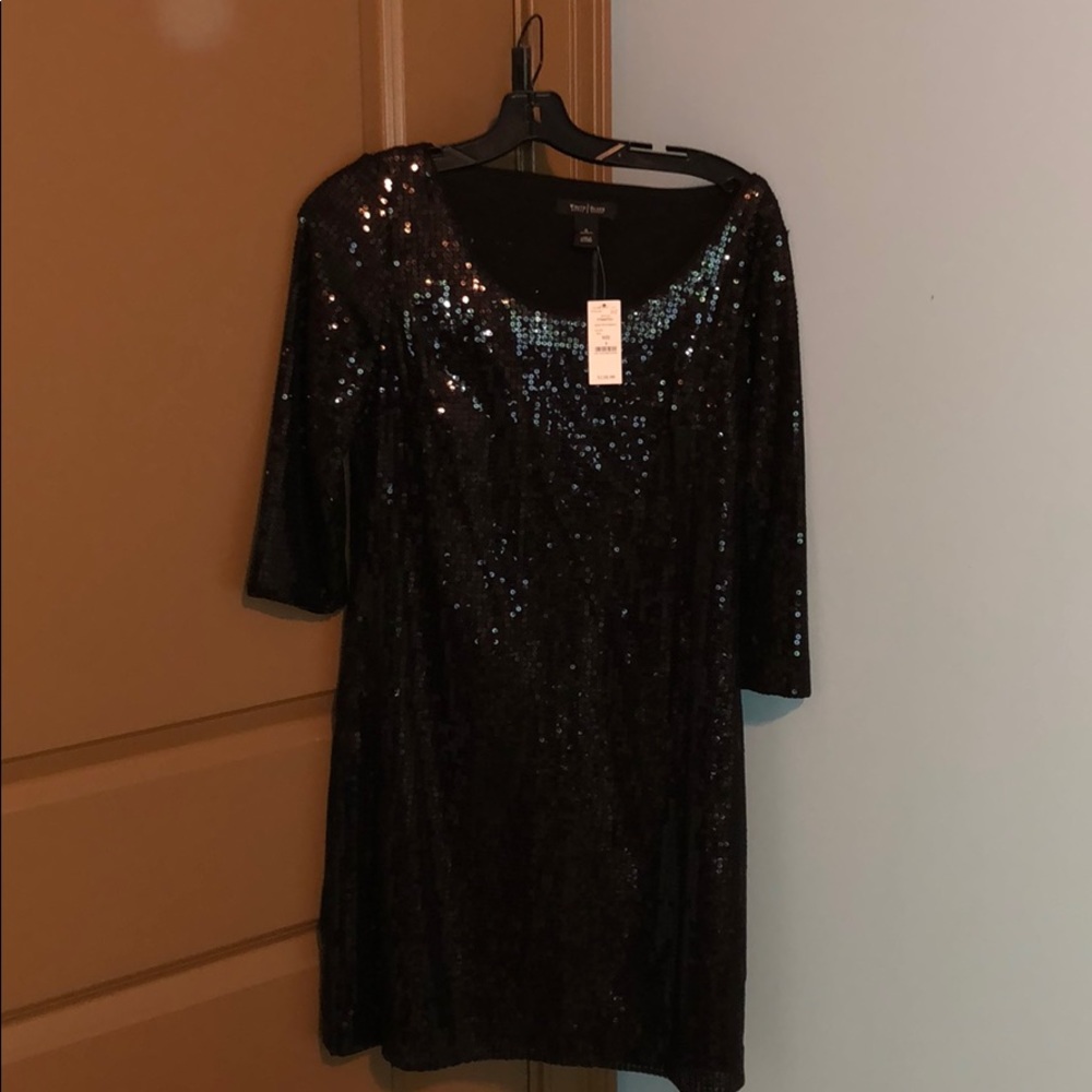 White House Black Market black sequin dress. Small